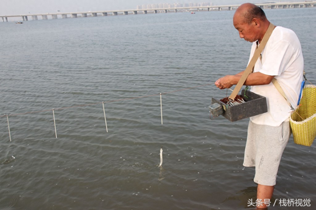 青岛64岁老人自制钓鱼神器，小帆船牵引借风放长线绑筷子钓针量鱼